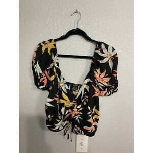 Forever 21 Center Cinch Peasant Sleeve Summer Crop To Size Small NWT